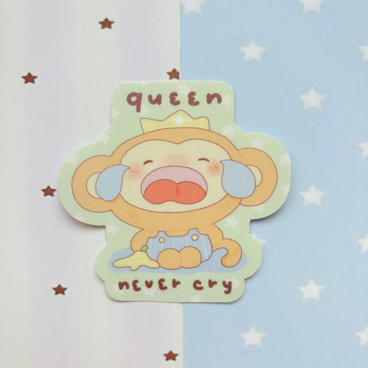 Queen never cry waterproof die cut sticker