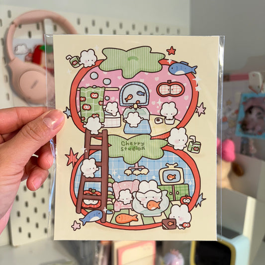 Fishy house art print