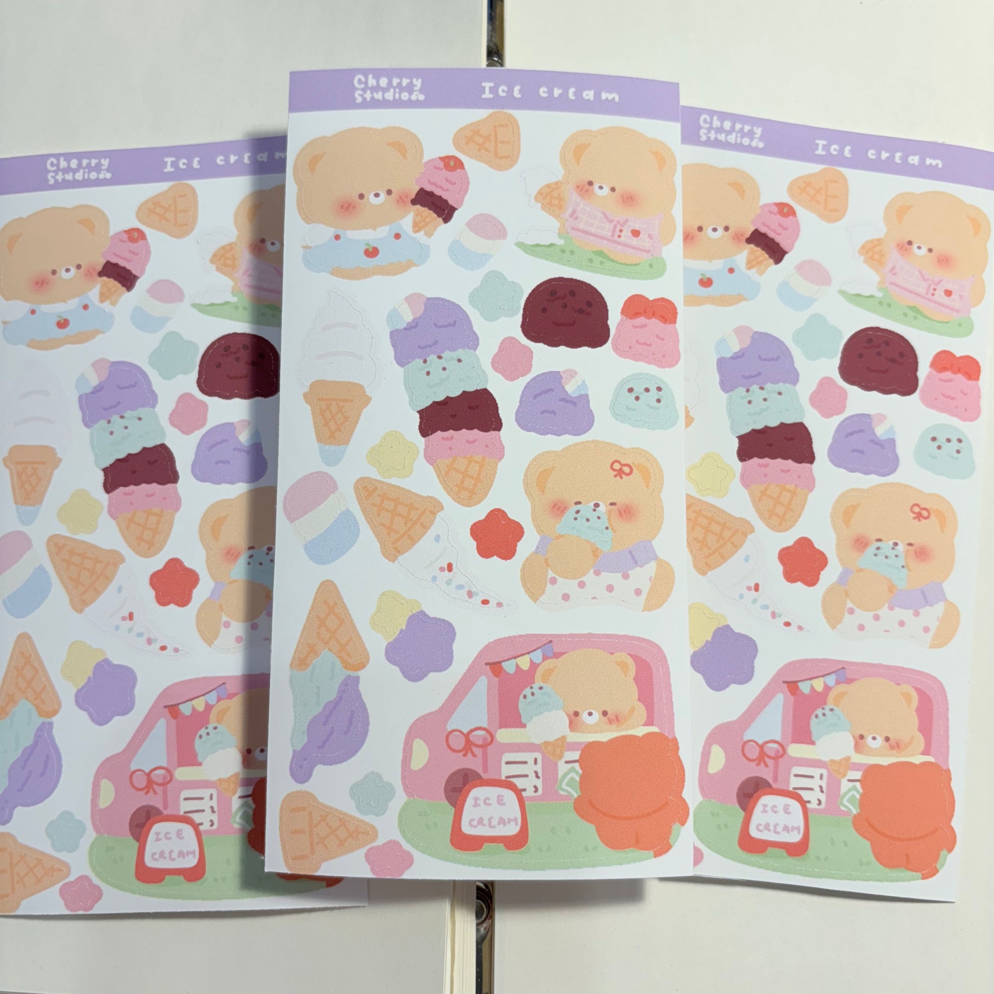 White Cream Sticker Ice cream sticker sheet – cherrystudio