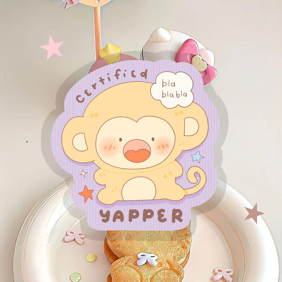 Yapper waterproof die cut sticker