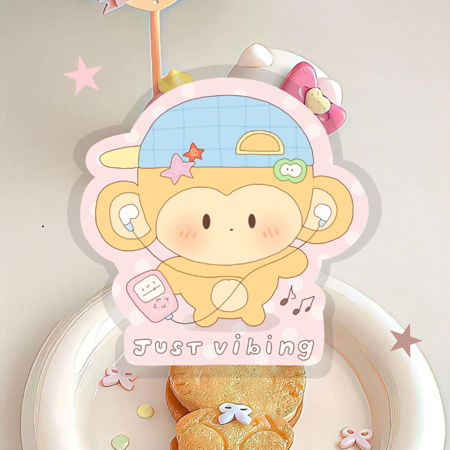 Vibing waterproof die cut sticker
