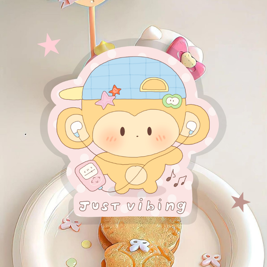Vibing waterproof die cut sticker