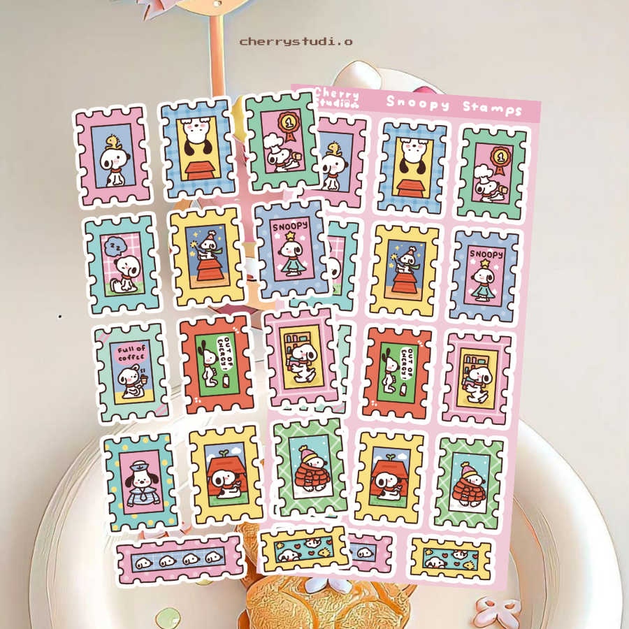 Snoopy stamps sticker sheet
