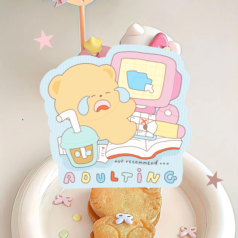 Adulting waterproof die cut sticker