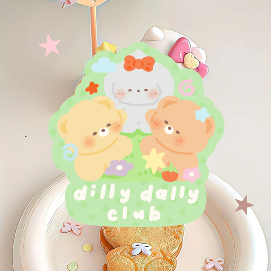Dilly Dally waterproof die cut sticker